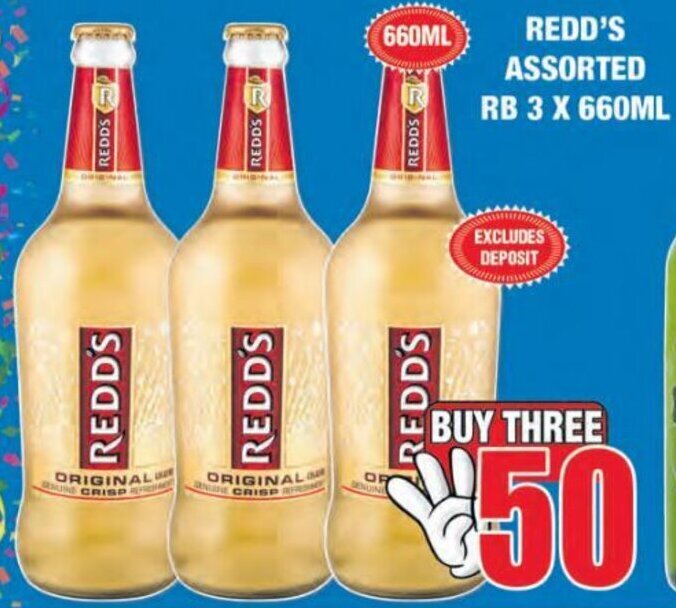 Redd's Original Cider RB Assorted 3 x 660ml offer at Boxer Liquors
