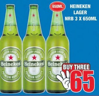 Boxer Liquors Heineken Lager NRB 3 x 650ml offer