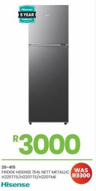 Fair Price 20-415 Fridge Hisense 154L Nett Metallic H225TTS / H220TTS / H220TME offer