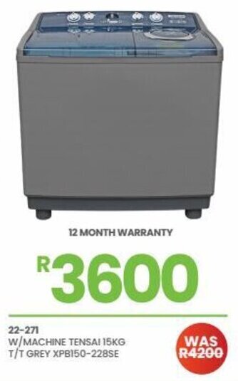 Fair Price 22-271 w/Machine Tensai 15kg T/T Grey XPB150-228SE offer
