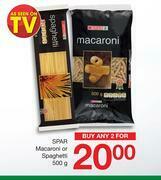 Spar Spar Macaroni Or Spaghetti-For Any 2 x 500g offer