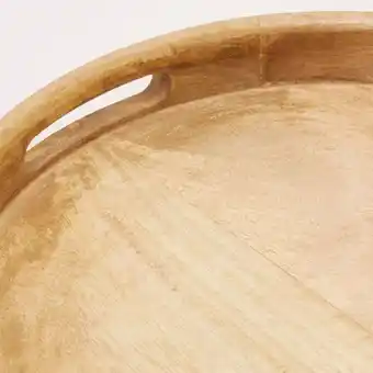 Terra mango wood round tray with handles
