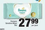 Spar Pampers Sensitive Wipes-56's Per Pack offer