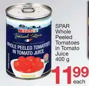 Spar Spar Whole Peeled Tomatoes In Tomato Juice-400g offer