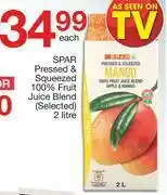 Spar Spar Pressed & Squeezed 100% Fruit Juice Blend (Selected)-2Ltr offer