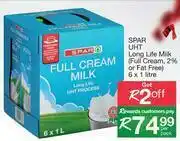 Spar Spar UHT Long Life Milk (Full Cream, 2% Or Fat Free)-6x1Ltr Per Pack offer