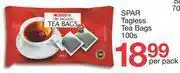 Spar Spar Tagless Tea Bags-100's Per Pack offer