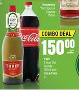 Spar KWV 3 Year Old Brandy 750ml & Coca Cola 1L-per Combo offer