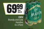 Spar KWV Brandy & Cola Handies-6 x 275ml Per Pack offer