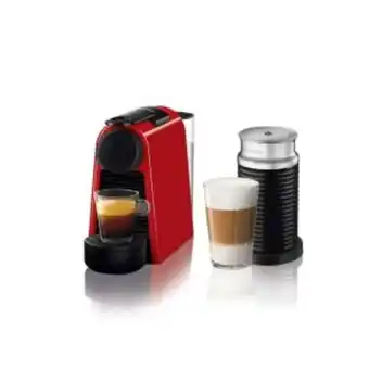 Nespresso mini essenza bundle automatic espresso machine with aeroccino milk frother (red) - 90009475