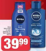 Spar Nivea Body Cream Or Lotion (Selected Incl.Men's Range)-400ml Each offer