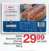 Spar Spar Butcher's Best Viennas (Red Or Smoked)-500g Per Pack offer