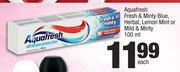 Spar Aquafresh Fresh & Minty Blue, Herbal, Lemon Mint Or Mild & Minty-100ml Each offer
