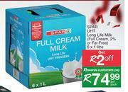 Spar Spar UHT Long Life Milk (Full Cream 2% Or Fat Free)-6 x 1Ltr Per Pack offer