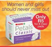 Spar Spar Petals Classic Maxi Pads-8's Per Pack offer