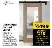 Builders Warehouse Slide n space sliding barn door with mirror 2.05m (h) x 930mm (w) offer
