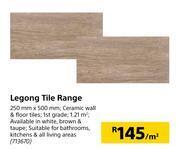 Builders Warehouse Legong tile range 250mm x 500mm-per sqm offer