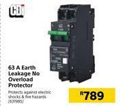 Builders Warehouse Cbi 63a earth leakage no overload protector offer