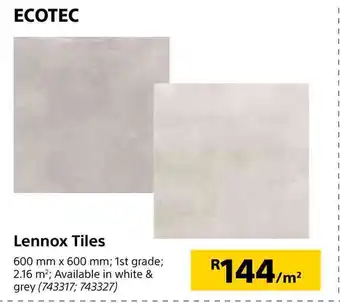 Builders Warehouse Ecotec lennox tiles 600mm x 600mm-per sqm offer