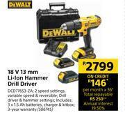 Builders Warehouse Dewalt 18v 13mm li-ion hammer drill driver offer
