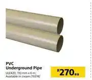 Builders Warehouse Pvc underground pipe ule420-110mm x 6m each offer