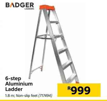 Builders Warehouse Badger 6 step aluminium ladder 1.8m offer