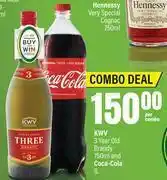 Spar KWV 3 Year Old Brandy-750ml And Coca-Cola-1Ltr Per Combo offer