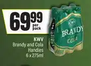 Spar KWV Brandy & Cola Hnadies-6 x 275ml Per Pack offer