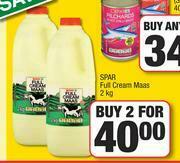 Spar Spar Full Cream Maas-For 2 x 2Kg offer