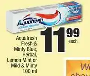 Spar Aquafresh Fresh & Minty Blue, Herbal, Lemon Mint Or Mild & Minty-100ml Each offer