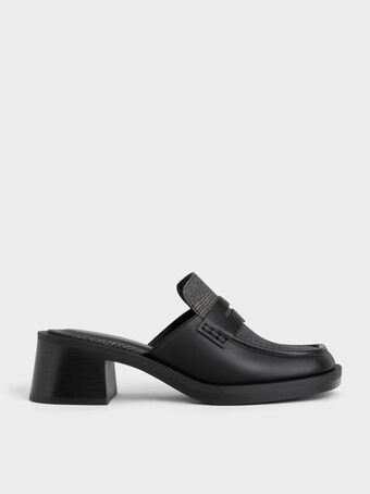 Charles & Keith Checkered penny loafer mules - multi offer