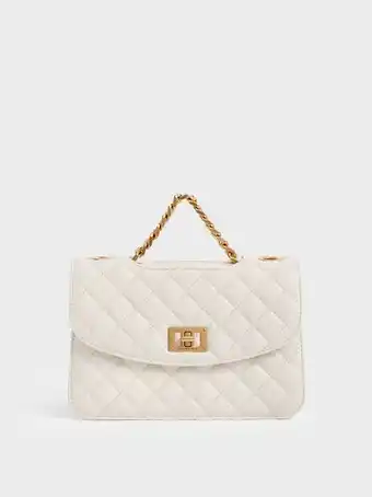 Charles & Keith Quilted clutch - cream offer