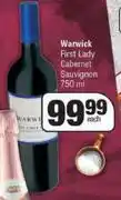 Spar Warwick first lady cabernet sauvignon-750ml each offer