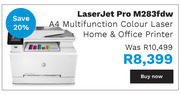 First Shop Hp laserjet pro m283fdw a4 multifunction colour laser home & office printer offer