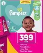 Game Pampers active baby mega box assorted sizes-each offer