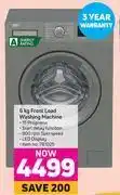 Game Defy 6kg front load washing machine offer