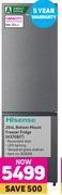 Game Hisense 264l bottom mount freezer fridge h370bit offer