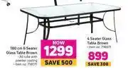 Game 180cm 6 seater glass table brown offer