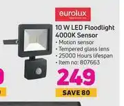 Game Eurolux 10w led floodlight 4000k sensor offer