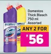 Game Domestos thick bleach 750ml assorted- for any 2 offer