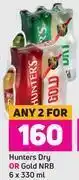 Hunters dry or gold nrb 6 x 330ml- for any 2