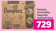 Game Pampers active baby mega box (assorted sizes) offer