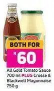 Game All gold tomato sauce 700ml plus crosse & blackwell mayonnaise 750g-for both offer