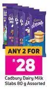Game Cadbury dairy milk slabs 80g assorted- for any 2 offer