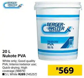 Builders Warehouse Nukote PVA Paint 20L offer