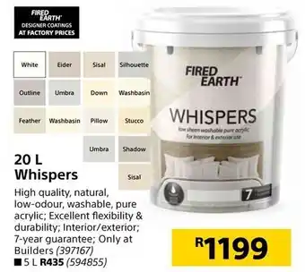 Builders Warehouse Whispers 20L offer