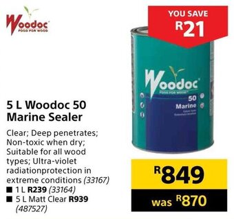 Builders Warehouse Woodoc 50 Marine Sealer 5L offer