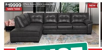 House & Home 3- piece amara chaise lounge suite offer