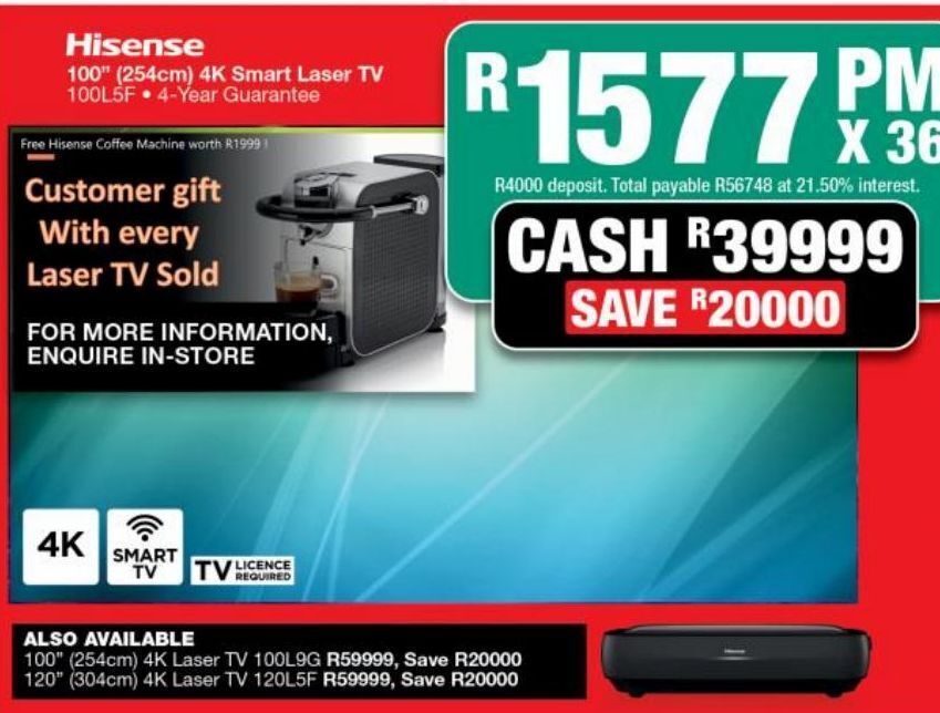 4k smart laser tv offer at House & Home