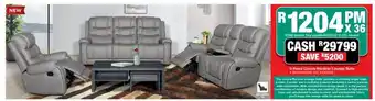 House & Home Cassia 3pce 3 motion addo grey fabric lounge suite offer